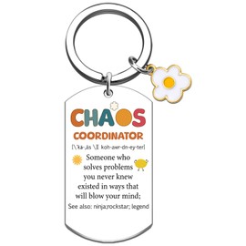 SOJUWEL Chaos Coordinator Gifts for Women Supervisor Gift Keychain Best Boss Gift for Bosses Lady Manager Coworker Boss's Day Work Anniversary Christmas Chaos Coordinator Keyring