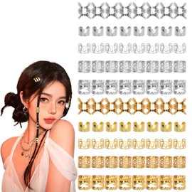 ORANGEXINY Hair Beads Hair Accessory, Dance, Set of 40 x 2, Total of 80 Pieces, Gold and Silver Set, For Braiding, Hair Ornament, Hip Hop, Various Designs, Dance Recitals, Gymnastics
