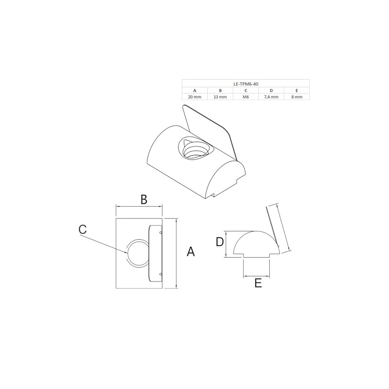 Slot Nut with Spring Plate M6 Slot 8 for Aluminium