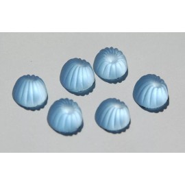 Yummy Treasures Vintage Light Sapphire Blue Ribbed Cabochons 10mm (6)   cab381B