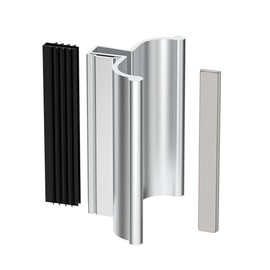 Shuisen - Manija de puerta de ducha sin marco cromada brillante de 3-3/4", con tope metálico e imán de 3", kit de pestillo magnético para...