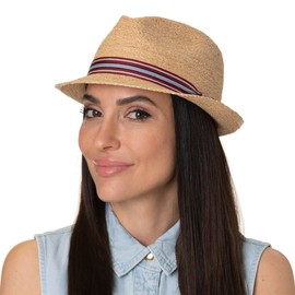 Stetson Terlaco Trilby Raffia Hat - Natural Coloured Hat Made of 100% Straw - Classic Straw Trilby with UV Protection 40 - For Men and Women - Spring/Summer, natural, M