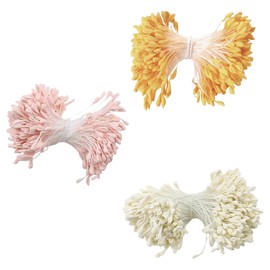 1050 Stück Pfeifenreiniger Blumen Staubblatt Set, Pfeifenreiniger Zum Basteln, Künstliche Blütenstaubblätter, Pfeifenputzer Zum Basteln, Matte Staubgefäße in Gelb, Weiß, Rosa Ideal für Blumen Basteln