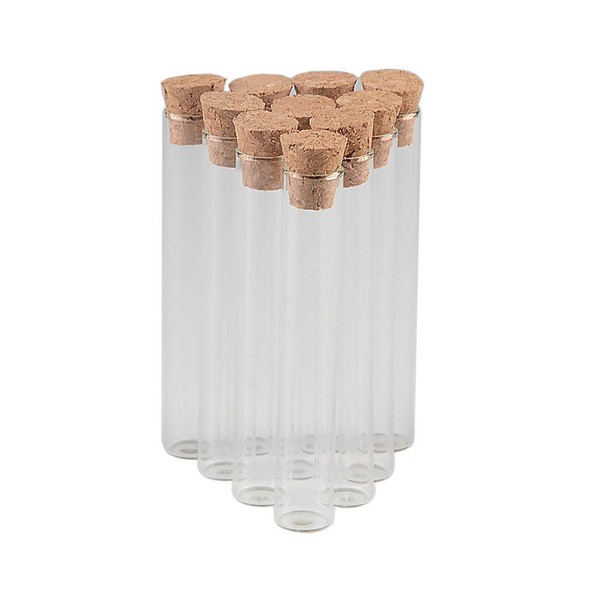 5 ml clear test tube glass bottle with cork stopper, for industrial, decorative, storage, test tube jar size 12 x 75 mm - 100 pcs
