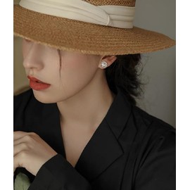 Gold Stud Earrings for Women 14K Gold Earrings Ladies Earrings Studs,1 Pair Hypoallergenic Round Cubic Zirconia Stud Earrings for Women Girls 9mm