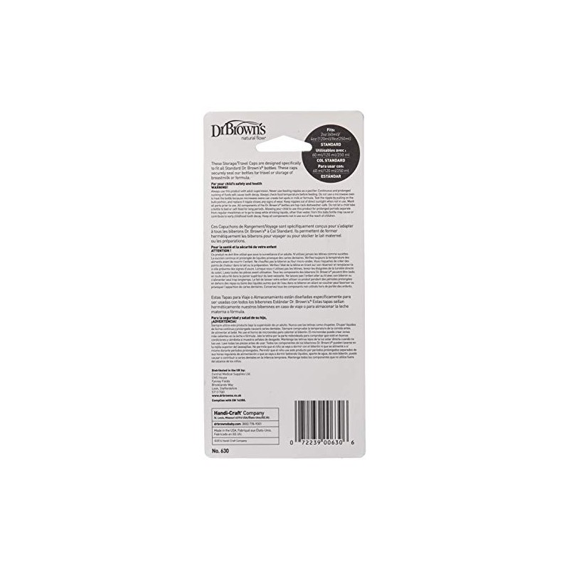 Dr. Brown's Natural Flow Standard Storage Travel Caps Replacement, 6