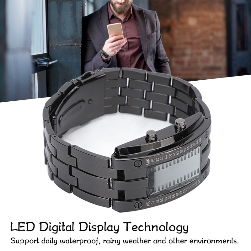 Men's Watch Fashion Exquisite Waterproof Alloy Men's LED Watch with