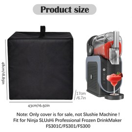 Slush Machine Dust Cover, 43 x 17 x 48 cm, Slush Machine Cover, Waterproof Slushi Machine Cover, Oxford Cloth, Slushie Machine Cover, Compatible with Ninja FS301, Black