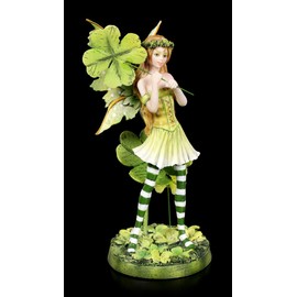 Figuren Shop GmbH Elf Figurine Tanja with Four Leaf Clover | Sculpture, Statue, Fairy, Decorative Figure, Decorative Items, Height 19 cm