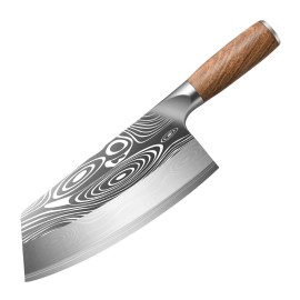 High Quality Kitchen Knives Damascus Steel Kitchen Chef Knife Meat Cleaver Knife with Wood Handlecolor: Brown, kitchen knife size: 7.87 inch
