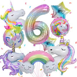 Balloons 6th Birthday Decorations for Girls, 6th Party Decoration Balloons, Number 6th Birthday Balloons with Foil Balloons for Birthday, Girl Theme Party Supplies