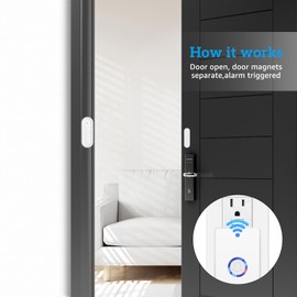 Greencycle Door Chime, Wireless Door Open Contact Sensor Alarm,Plug-in Doorbell, 1300 FT Range, 48 Chimes, 5 Volume Levels, Alert for Business/Store/Home/Office When Entering, LED Night Light