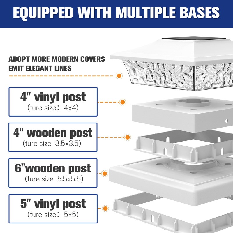 VOLISUN Solar Post Cap Lights Outdoor 4x4/6x6 Wooden/Vinyl Fence Cap