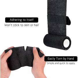 Selbstklebender Verband, 6 Rollen x 5cm x 4,5m Vliesstoff Selbsthaftende Bandage, Elastische Binde Bandage Fixierbinde, Schwarz Haftbandage, Geeignet für Stretch-Sportler, Sport, Handgelenk