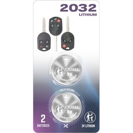 (2 Pack) CR2032 Remote Key Fob Battery OEM (Bundle) fits case Shell Cover for Ford 2010-2020 Edge Explorer Fusion Mustang Flex Taurus for Lincoln Navigator MKZ Transit Connect Van C-Max Escape Focus