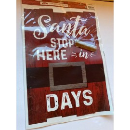 HOLIDAY TIME NEW! SANTA STOPS HERE COUNTDOWN CHALKBOARD WALL ART! Christmas