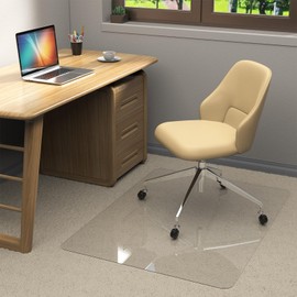 Heavy Duty Office Chair Mat for Carpet and Hardwood Floor Crystal Clear-0.12 Inches Thick Desk Chair Mat 35'' x 48'' Tempered PC Material Floor mats for Office Home