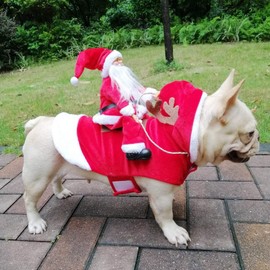 RANYPET Santa Dog Costume Christmas Pet Clothes Santa Claus Riding Pet Cosplay Costumes Party Dressing up Dog Outfit for Small Medium Large Dogs M