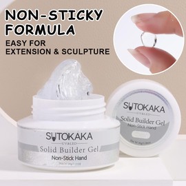 SUTOKAKA Solid Builder Gel for Nails, 30g Clear Non-Sticky Hand 3D Sculpting Modeling Carving Hard Gel Nail Extension Glue for Nail Art Salon Home DIY