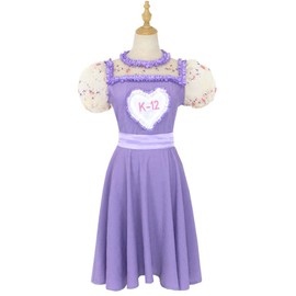 K-12 Cosplay Costume K-12 Purple Dress Uniform Suit Puff Sleeve Outfit with Earrings Bracelet (PURPLE,XS)