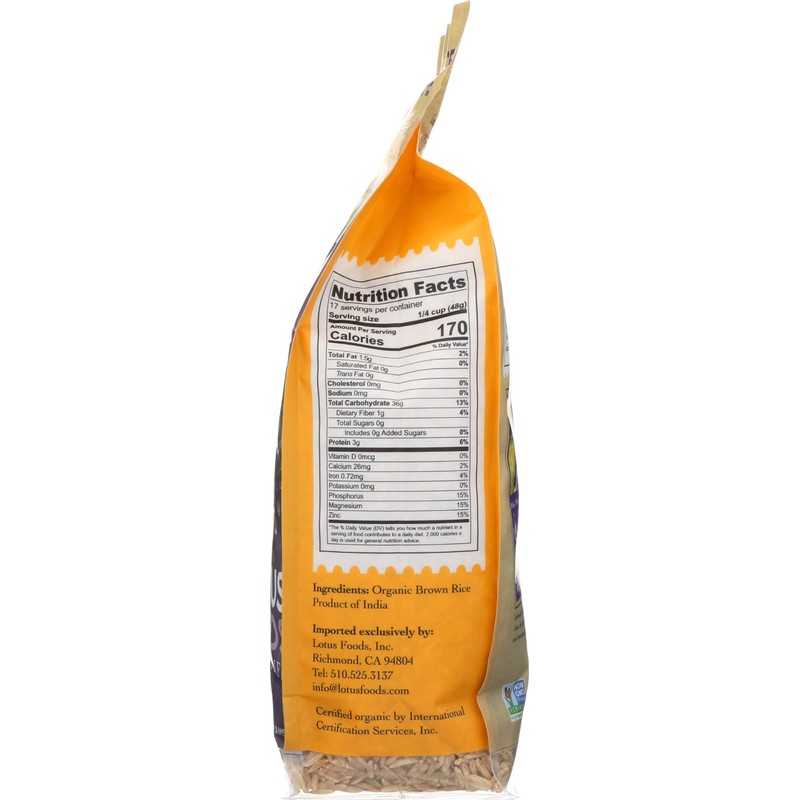 LOTUS FOODS Organic Brown Basmati Rice, 30 OZ