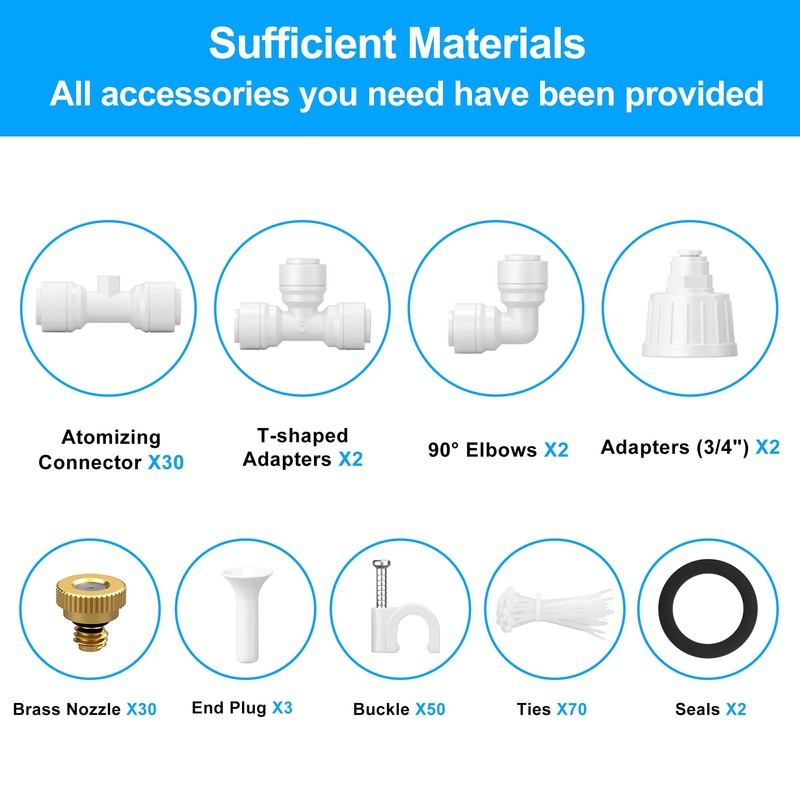 Misting Systems White, Outside Patio Misters, 100FT Misting Cooling System+30