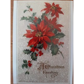 *CHRISTMAS* Postcard: A Christmas Greeting Poinsettia Vintage Image~Reproduc