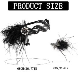 1920s Flapper Headband, Gatsby Costume Accessories, Dynamic Butterfly Feather Pony Clip, 20s Theme Cocktail Hair Accessories, Women's Fashion, Vintage Feather Crystal Hair Bands for Party, Wedding