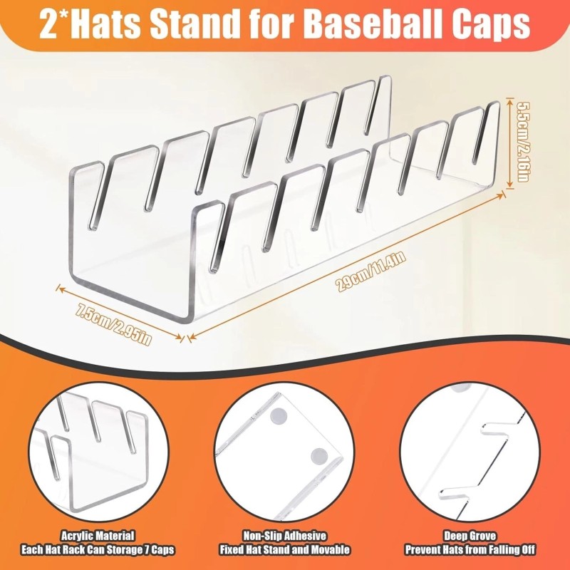 YADKEL 2 Pack Hat Stand for Baseball Caps Display and