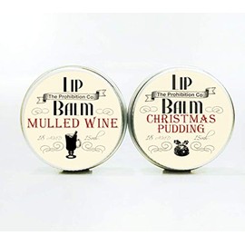 Mulled Wine and Christmas Pudding Lip Balms by The Prohibition Co. Stocking Filler set 2 x 15ml Tins