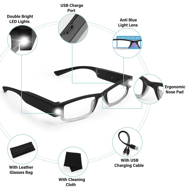 Magnifying Glasses with Light Rechargeable Reading Glasses with Lights Bright