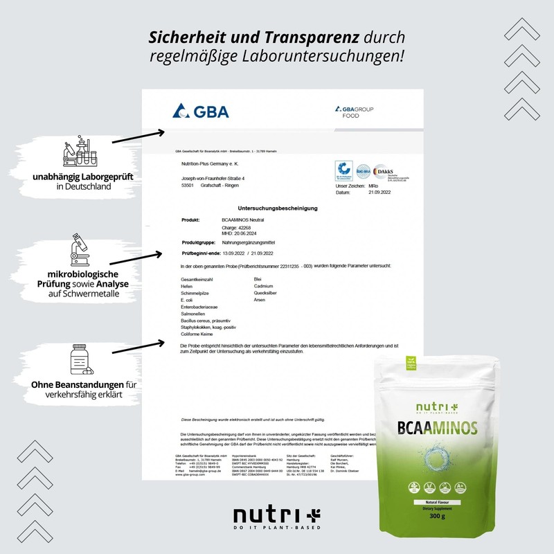 BCAA Powder Neutral - Highest Dose BCAAminos without Sweeteners, Sugar