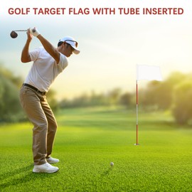 TIXIPEM Golf Flag with Tube Inserted [3pcs] - Nylon Putting Green Golf Target Flag Use for Indoor & Outdoor Courts & Practice Field - [White - 20 IN]