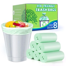 8 Gallon Trash Bags Medium Garbage Bags, Extra Strong Trash-Can-Liner for Bathroom Kitchen Office (120 Counts, 30 Liter, Green)