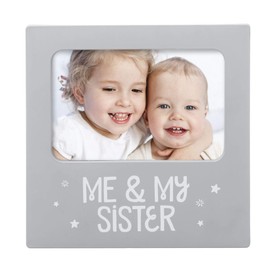 Tiny Ideas Me & My Sister Sentiment Keepsake Frame, Gift For Siblings, Baby Frames, Gray