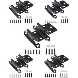 10 Pcs 1/2" Overlay Cabinet Hinges,Semi-Concealed Hinges,Self Closing for RV Cabinets, Kitchen Cupboard Doors - 1.5mm Thick Steel (Matte Black)