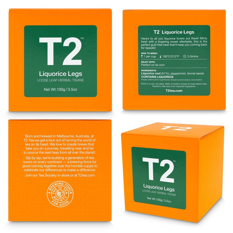 T2 Tea Liquorice Legs Loose Leaf Herbal Tea in Box,