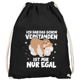 MoonWorks® Gym Bag Sloth Saying Funny Ich hab das Schon verstanden ist Mir nur egal Gift Kein Bock Motivation Gym Bag, Ist Mir Egal Schwarz
