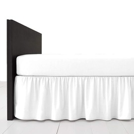 R&Z Plain Dyed Pollycotton Frilled Bed Base Valance Sheet (White, Small Double 122x190cm)