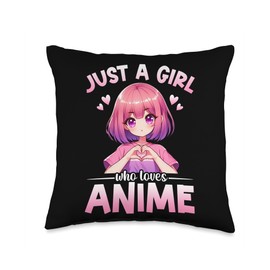 Just a Girl Who Loves Anime Kawaii Anime Merch Japanese Throw Pillow