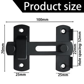 Door Bolt Stainless Steel, Door Bolt Black, Door Bolt Lockable, Door Bolt with 4 Screws, Flip Door Lock for Doors, Windows, Bathrooms, Windows, Gardens
