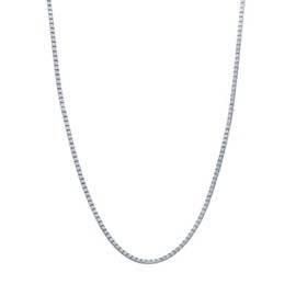 DIFINES 14k Real Solid White Gold 0.65mm Box Link Chain Necklace with Lobster Claw Clasp, Ideal GIfts for Women or Men - 24"