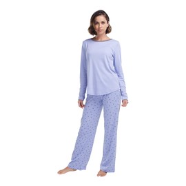 Jijamas - Pijama de algodón para mujer, diseño de corazón tranquilo, Periwinkle, Medium/Reg (5'5 or shorter)