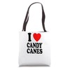 I Heart (Love) Candy Canes Winter Peppermint Christmas Tote Bag