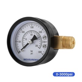 MEASUREMAN CO2 Regulator Gauge Set for Beer Kegs, 0-3000 PSI, Dual Scale, Bar/PSI, 2’’ Dial, 1/4’’ NPT, Radial Mount, Black Iron Case, Aluminum Pointer, Brass Components, with Hose Clamps& Nylon Seals