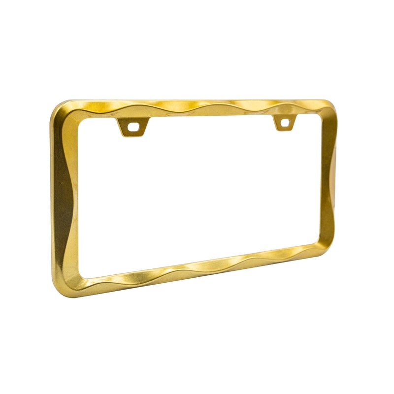 Creathome 3D Curly Wave Pattern Gold License Plate Frame from