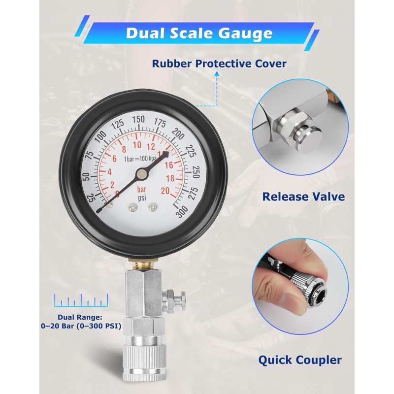 DAYUAN Professional Petrol Engine Compression Tester Kit Set for Automotives