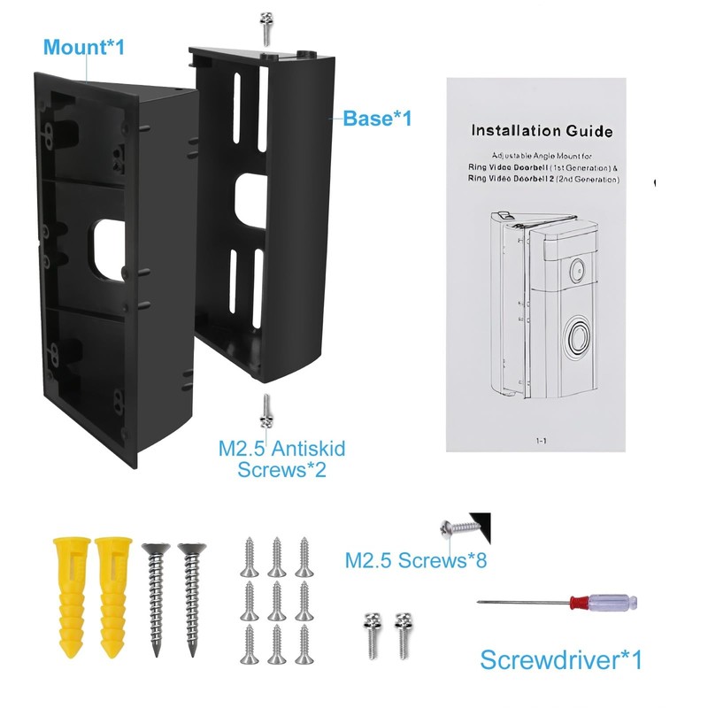 Adjustable 30 to 55 Angle Mount Compatible Video Doorbell 1st/2st/3st/4st,