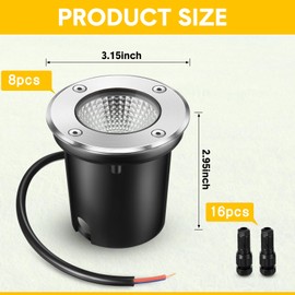 Yahenda 8 Sets Low Voltage Landscape Lights 5W LED Warm White Outdoor Waterproof Deck Lights with Connectors, 12V-24V In-Ground Pathway Lighting for Garden Yard Driveway Patio Walkway