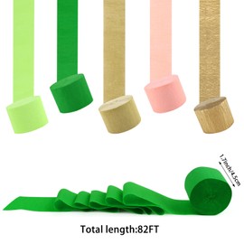 5 Rolls Pink & Gold Crepe Paper Streamers, Crepe Paper Craft for Wedding Baby Shower Birthday Bridal Party Engagement Decorations Supplies